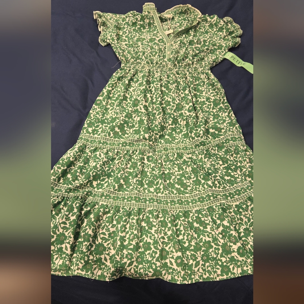 Max Studio Green and White Floral Midi Dress, Boho, Flowy, Summer